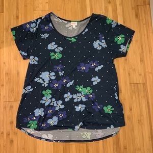 LulaRoe Navy Flower Classic T